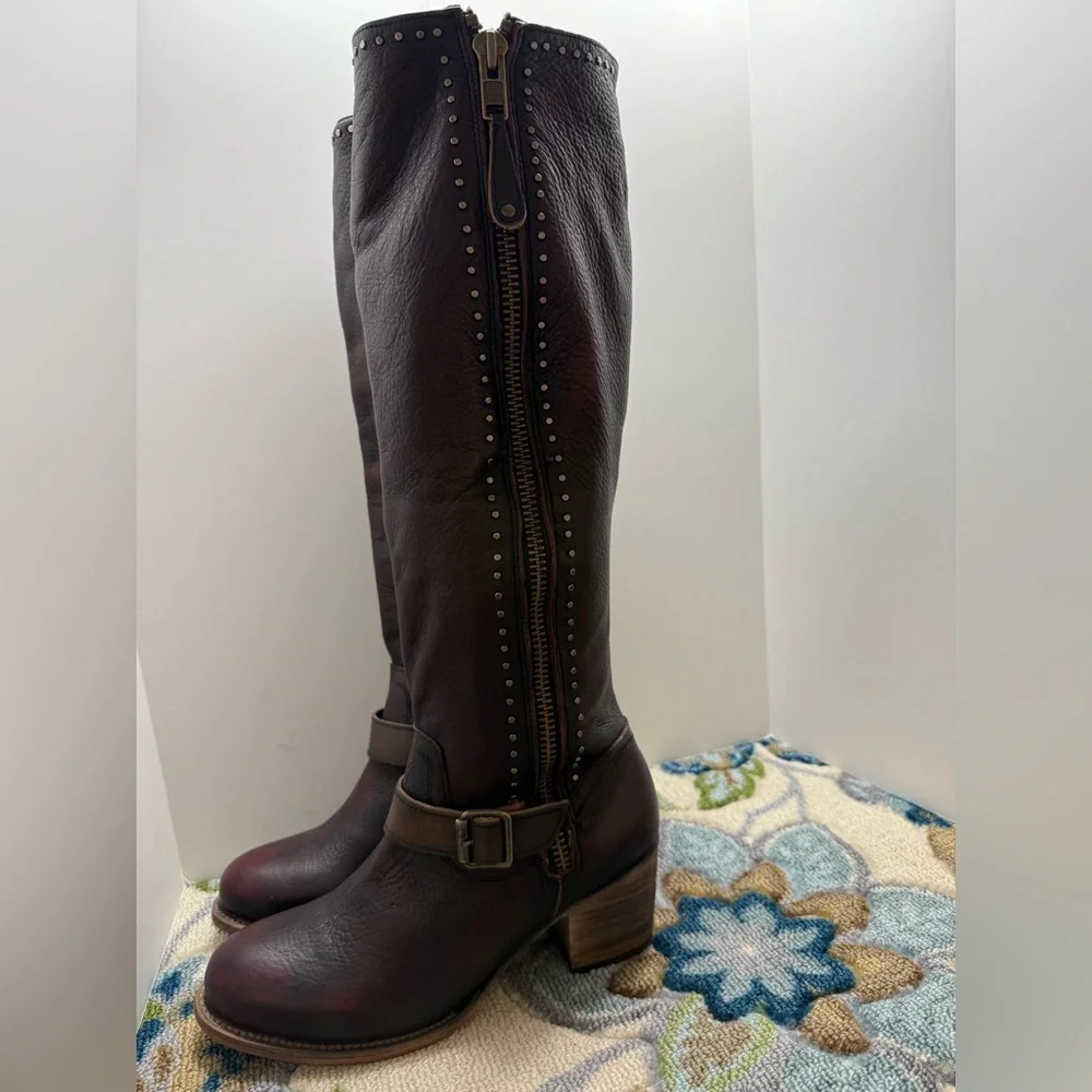 Freebird Tall Knee High Side Zip Boots Burgundy 11 NWT - Picture 5 of 8